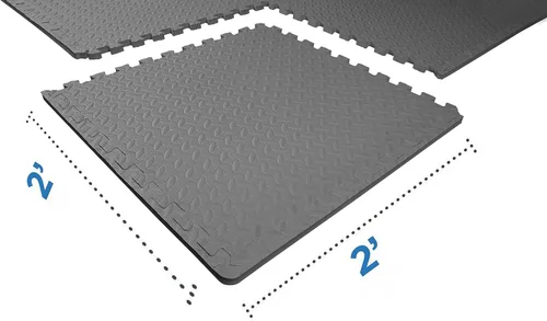 Miniatura 2 de Signature Fitness Esterilla de ejercicio de rompecabezas con azulejos entrelazados de espuma EVA Gris