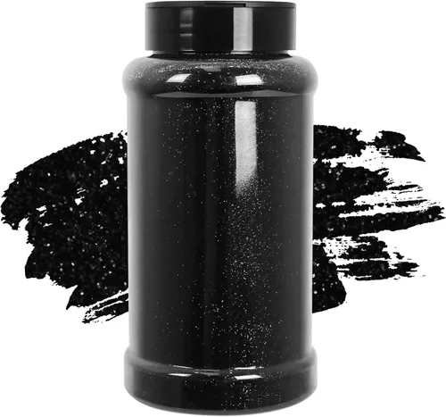 Purpurina negra ultrafina, 16 onzas (1 libra), purpurina fina para manualidades, manicura, vasos, slime, cosméticos y decoración de festivales,