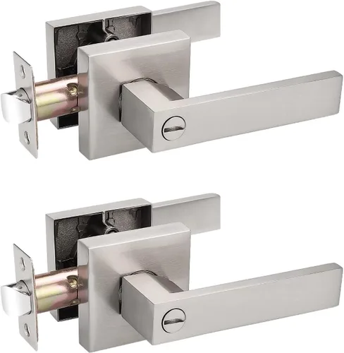 Miniatura 3 de Priobrico - Manija de puerta interior de bronce aceitado con cerradura, manijas de puerta de privacidad para dormitorio, perillas modernas de puerta