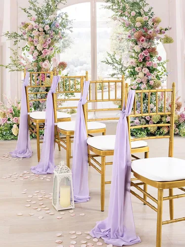 Miniatura 6 de Camino de mesa de gasa morado claro de 10 pies, paquete de 10 guirnaldas de gasa para boda, despedida de soltera, fiesta, tela transparente