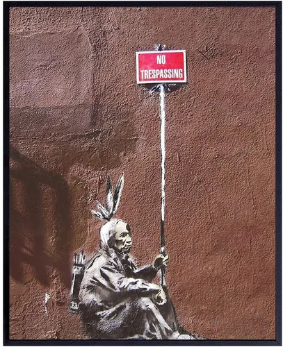 Cartel de No Trespassing - Póster artístico de pared de Banksy - Impresión mural de arte urbano urbano de 8 x 10 pulgadas, decoración de habitación