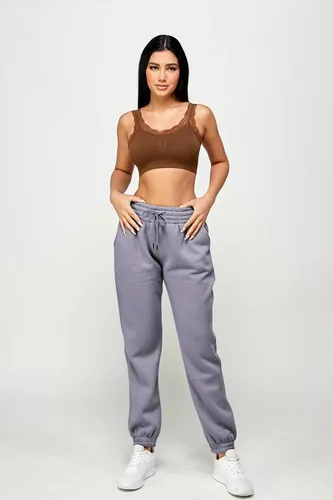 Miniatura 12 de IUUI Pantalones deportivos de cintura alta para mujer, con bolsillos, de algodón, holgados, atléticos