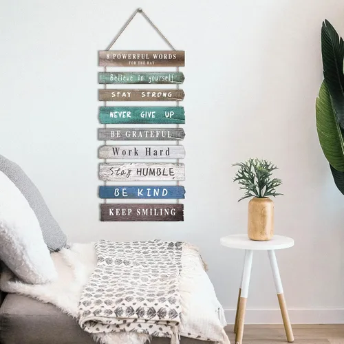 Miniatura 4 de Decoración de pared inspiradora para oficina, decoración rústica de madera para colgar, arte de pared motivacional, citas positivas inspiradoras, 8