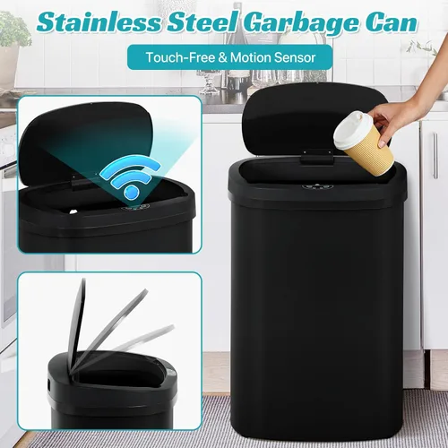 Miniatura 4 de Dkeli Bote de Basura Automático de 13 Galones, Bote de Basura de Cocina de 50 Litros Sin Contacto con Tapa, Contenedor de Residuos Cepillado