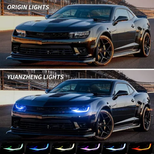 Miniatura 5 de VLAND Faros Compatibles con Chevy Camaro 5ª Generación 2014 2015, Lente de Doble Luz (No Incluyen Focos, Lados del Conductor y del Pasajero)