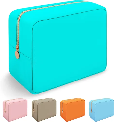 Iqimott Bolsa Grande de Maquillaje de Nylon para Viaje, Bolsa de Cosméticos Preppy Grande Organizadora de Maquillaje de Nylon Bolsa de Artículos de