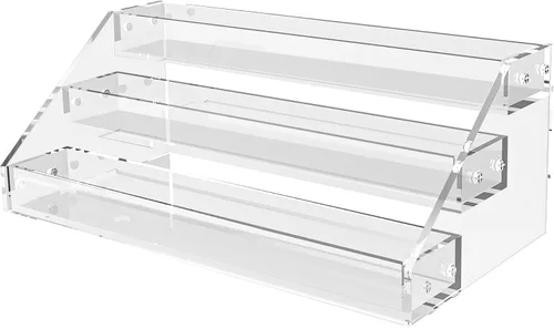 AISIDERK Elevador de acrílico de 12 pulgadas, estantes, organizador de perfumes transparente de 3 niveles, organizador acrílico resistente y estable