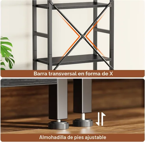 Miniatura 7 de SUPERJARE – Estantería triple de 4 niveles, estantería con 11 estantes de exhibición abiertos, estantería amplia para libros y oficina, color negro