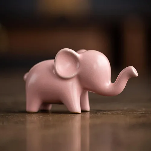 Miniatura 10 de OwMell Decoración de elefante de buena suerte para el hogar, pequeña estatua de elefante de cerámica para decoración del hogar, chapada en oro