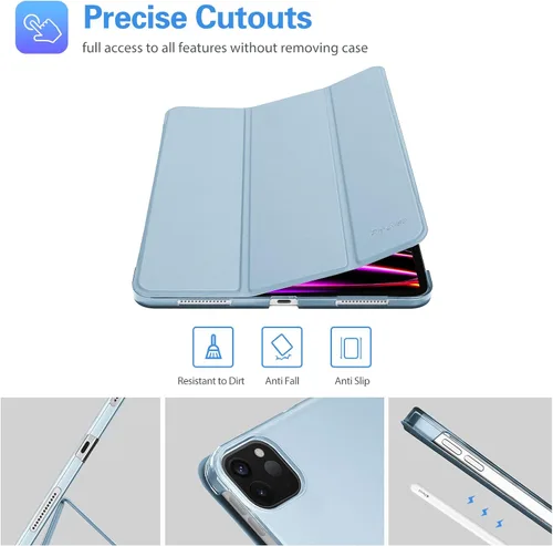 Miniatura 6 de ProCase Funda inteligente para iPad Pro de 12.9 2022/2021/2020/2018, carcasa rígida con soporte delgado para iPad Pro de 12.9 pulgadas, 6ª Celeste