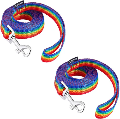 Miniatura 66 de AMAGOOD 6 pies de correas para cachorros/perros, correa de estilo tradicional resistente con gancho de cuello fácil de usar, correa para perros Negro