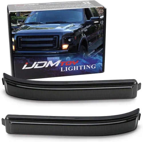 Miniatura 10 de iJDMTOY Luces de marcador de espejo lateral LED ámbar con lente ahumada, compatibles con Ford F150 2009-14 y SVT Raptor 2010-14, reemplaza