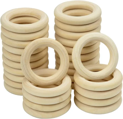 30 anillos de madera natural para manualidades, anillo de madera sin terminar de 2.165 in para macramé, anillos de madera maciza para manualidades,