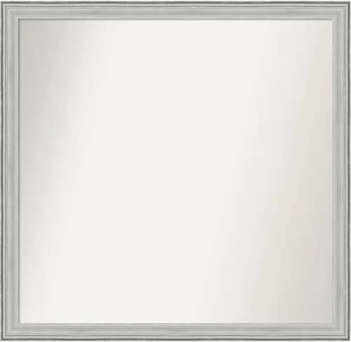 Miniatura 288 de Amanti Art Espejo de baño plateado para sobre fregadero, 25 x 25 pulgadas, espejo de tocador cuadrado estrecho de níquel cepillado, marco de madera