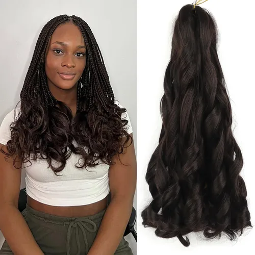 Miniatura 34 de Cabello rizado francés trenzado de 10 pulgadas, color 4, cabello rizado preestirado, 8 paquetes de trenzas de ganchillo de rizo francés para trenzas