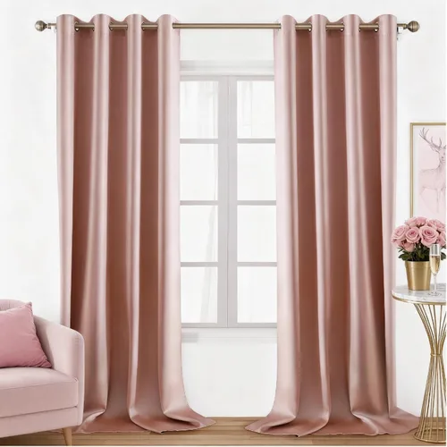 Miniatura 13 de HOMEIDEAS 2 paneles de cortina de seda sintética, cortinas opacas para dormitorio