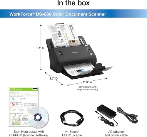 Miniatura 3 de Epson WorkForce Escáner de documentos a color, con alimentación de hojas automática de hasta 80 hojas (ADF), duplex, de alta velocidad.