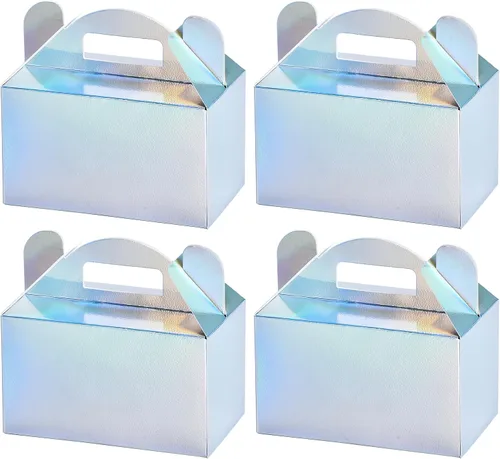 MOORAY Paquete de 30 cajas de golosinas, cajas de dulces, cajas de regalo de fiesta con asas, cajas de regalo de papel para niños, fiesta de Rinbow