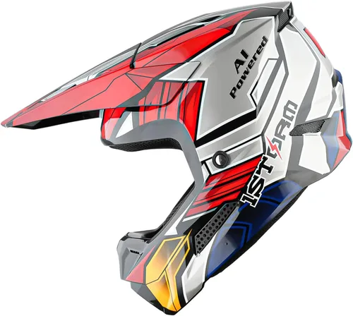 Miniatura 5 de 1Storm - Casco de motocross para jóvenes, ATV, BMX, MX, motocicleta todoterreno, kart, adolescente, Zaku Mecha, color rojo Juventud Mecha Rojo