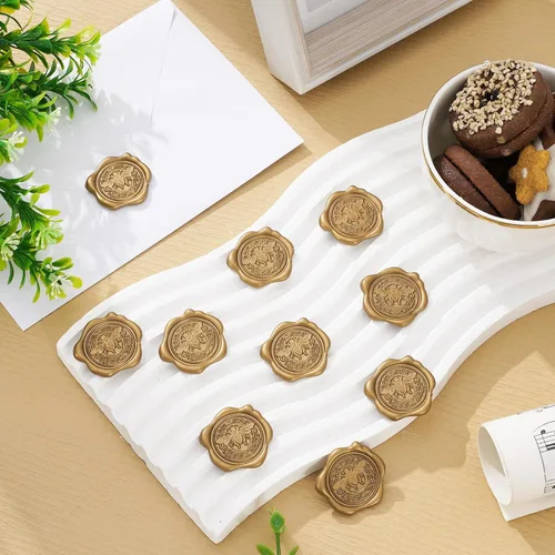 Miniatura 3 de Whaline 50 calcomanías de sello de cera, autoadhesivas 3D de abeja dorada, calcomanías en relieve para Navidad, tarjetas de invitación