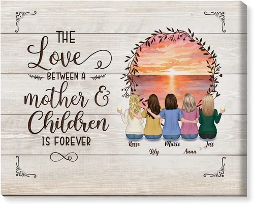 Miniatura 12 de Gossby Lienzo personalizado envuelto para mamá – El amor entre madre e hija es para siempre – Regalo personalizado con nombres de avatares – Regalo