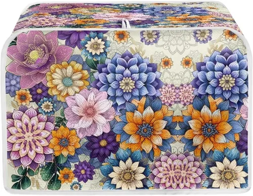 Miniatura 35 de Cubierta para tostadora retro con diseño de rosas y mariposas de 4 rebanadas, horno, tostadora, a prueba de polvo, cubierta de electrodomésticos