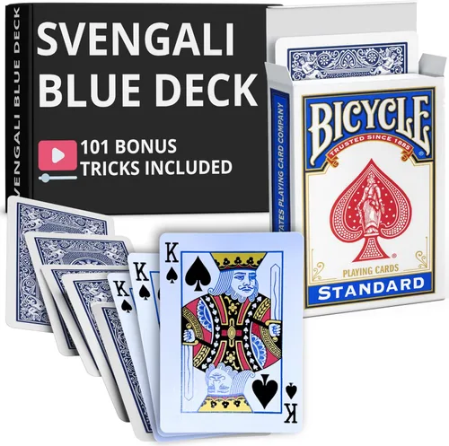 Miniatura 49 de Ted's Sterling Magic Precision Blue Rider Back Bicicleta Svengali Deck con instrucciones para más de 100 trucos (2 de clubes)