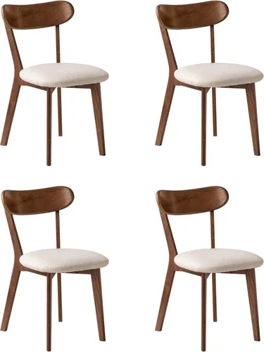 Miniatura 24 de Sillas de comedor de roble macizo 100%, silla de comedor moderna de mediados de siglo con respaldo curvo, sillas de comedor tapizadas en tela