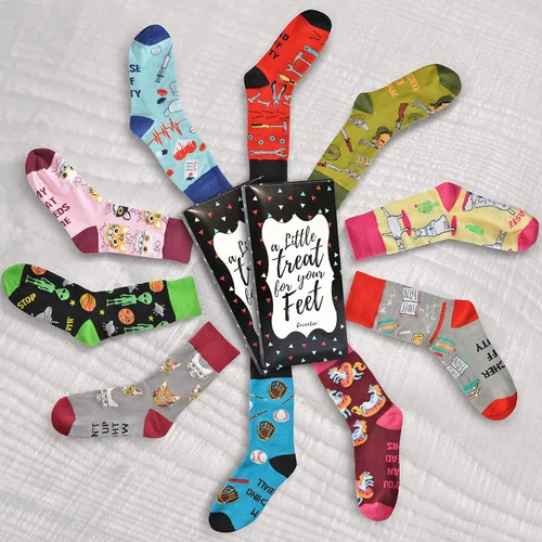 Miniatura 8 de Cavertin Calcetines novedosos para mujer con caja de regalo para amantes de los gatos, perros, mamá, libros, gato, mamá, llama, unicornio, perezoso