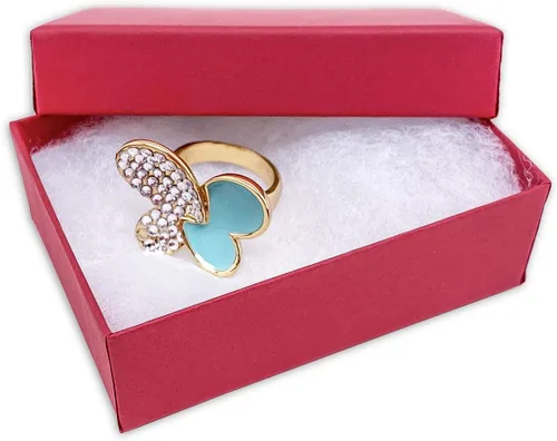 Miniatura 48 de TheDisplayGuys - Paquete de 25 cajas de cartón rellenas de algodón #33 para joyas, color rojo mate (3.5 x 3.5 x 1.0 pulgadas), para envío