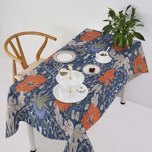Miniatura 10 de Mantel de Mesa William Morris, Diseño Original William Morris Rústico de Granja Familiar con Estampado Étnico Mínimo para Decoración de Fiesta