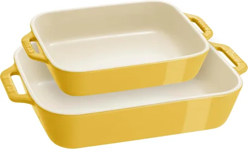 STAUB Juego de platos rectangulares de cerámica para hornear de 2 piezas - Citron