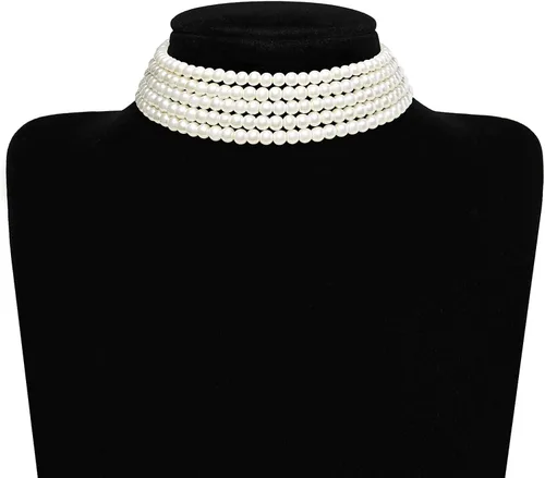 Miniatura 4 de BABEYOND - Collar de gargantilla de perlas de imitación redondo, collar estilo años 20, accesorios para fiesta temática Gatsby