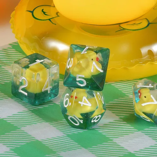 Miniatura 3 de Dados de pato poliédricos y RPG dados DND con pato dentro poliédrico rollo juego juego D20 dados 7 piezas