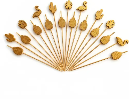 Miniatura 14 de Púas de cóctel de bambú para árbol de Navidad, palillos de dientes decorativos de Navidad para aperitivos, frutas y bebidas, suministros de fiesta