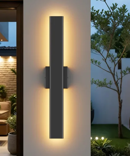 Miniatura 2 de Aipsun Aplique de pared negro para exteriores, 3000 K, 4000 K, 6000 K, 23.6 pulgadas, luz exterior moderna de 23.6 pulgadas, 1 paquete, luz de pared