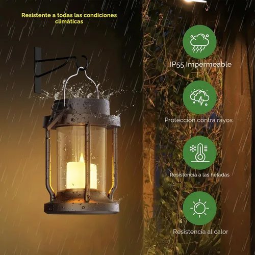 Miniatura 3 de Farol solar para uso en interiores y exteriores, luces solares colgantes con vela parpadeante realista sin llama, resistente a la intemperie