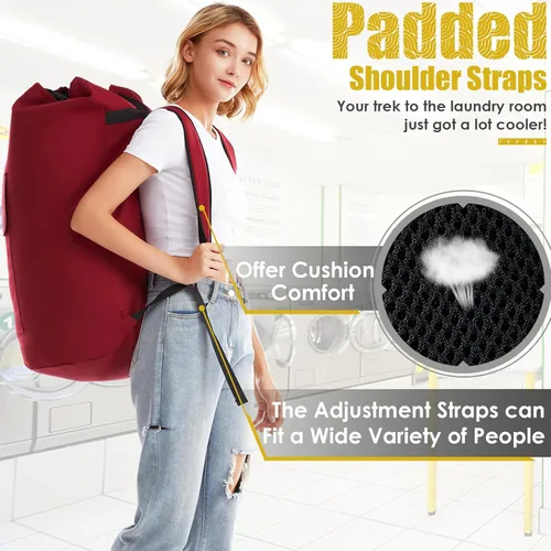 Miniatura 4 de Bolsa de lavandería extra grande de 115 litros, artículos esenciales para dormitorio universitario, mochila de lavandería para la universidad, bolsa