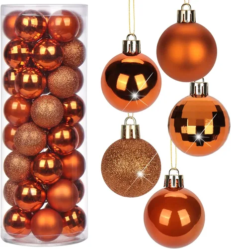 Miniatura 34 de Adornos de bolas de Navidad negras de 2.36 pulgadas, 25 piezas inastillables, set de adornos de Navidad, bolas de Halloween, adorno negro para árbol