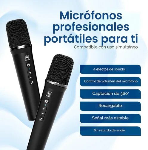 Miniatura 4 de Amplificador de voz potente de 100 W con 2 micrófonos inalámbricos, altavoz portátil con sonido profesional grande con micrófono, altavoz Bluetooth