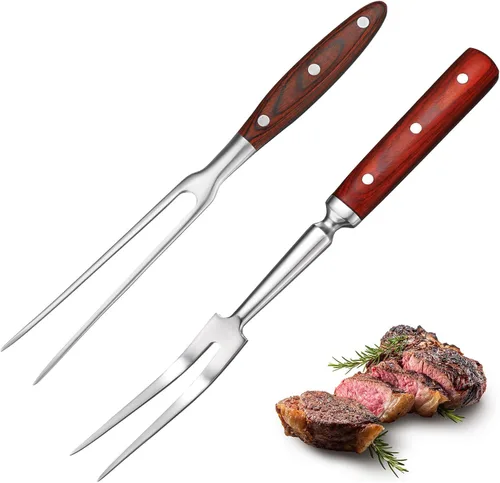 Patelai 2 tenedores de carne para tallar carne de 12 pulgadas y 14 pulgadas de acero inoxidable para servir a la parrilla, tenedores de carne con