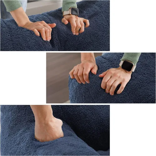 Miniatura 9 de Recaceik Sillas de Puf, Silla de Puf Relleno Suave con Bordes, Sofá Perezoso Esponjoso, Silla de Puf Gigante Imperial para Dormitorio, Sala de Azul