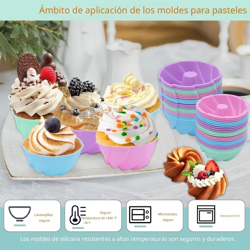 Miniatura 6 de Tongjude 48 Moldes de Silicona para Donas, 3.15" de Diámetro 1.37" de Profundidad Pequeñas Tazas Reutilizables para Hornear, Antiadherentes, Moldes