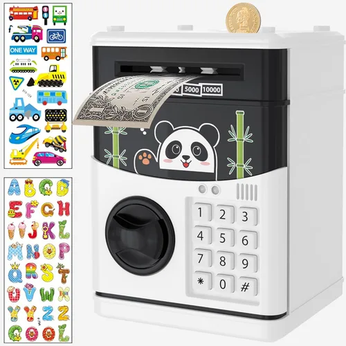 Miniatura 12 de JUNEU Hucha para niños, juguetes para niños de 3, 4, 5, 6, 7, 8 años, alcancía electrónica para ahorrar dinero para niños, mini alcancía