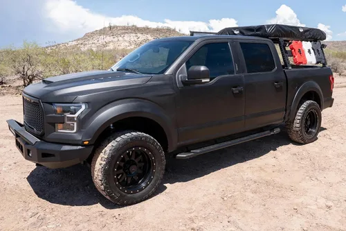 Miniatura 5 de Raptor Series Estribos de 5 pulgadas de aluminio negro compatible con Crew Cab 15-26 F-150 17-26 F-260/F-350 Super Duty