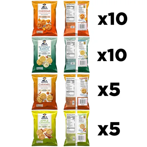 Miniatura 3 de Quaker - Patatas fritas de arroz, sin gluten, mezcla de variedad dulce y salada de 4 sabores, porción única, 19 g, paquete de 30