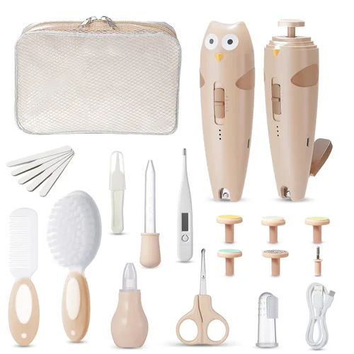 Lictin Kit de Cuidado de Salud y Aseo para Bebé, Cortaúñas Eléctrico Recargable para Bebé 26 en 1, Lima de Uñas Segura para Bebé con Luz Automática,