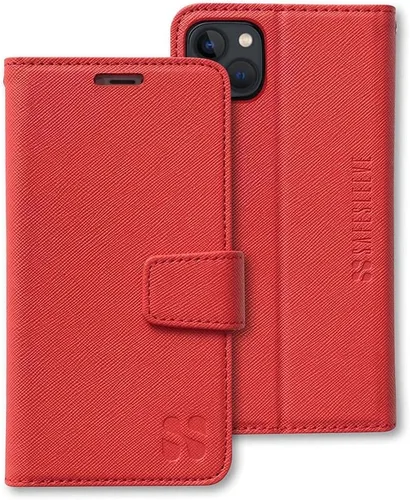 Miniatura 43 de SafeSleeve Funda de piel tipo cartera desmontable para iPhone 14 con bloqueador EMF para teléfono celular con 3 tarjeteros y soporte ajustable