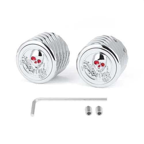 Miniatura 8 de Juego de 2 tapas de tuerca de eje delantero, juego de tapas de eje, tapa de tuerca de eje delantero de aluminio CNC estilo calavera, compatible