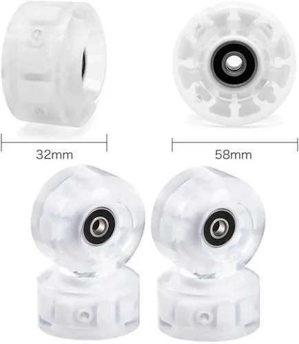 Miniatura 3 de Paquete de 4 ruedas luminosas para patinaje al aire libre con rodamientos, ruedas de patinaje cuádruple para patinaje de doble fila y patineta